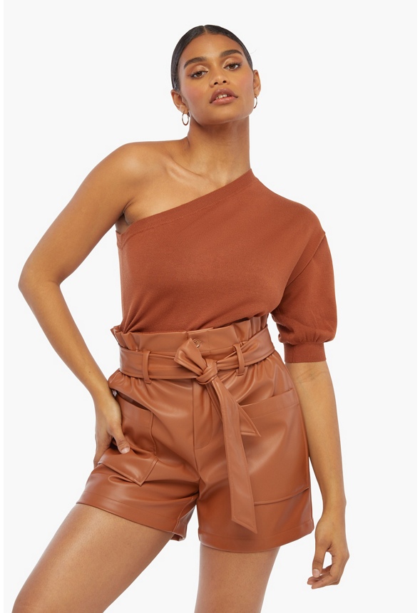 Paperbag Faux Leather Shorts
