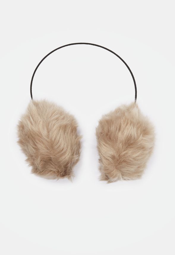 Fuzzy Earmuff Accessories in Tan Get great deals at JustFab