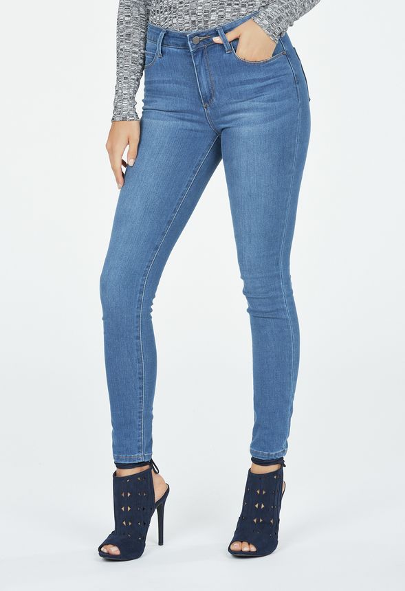 Ultra Stretch High-Waisted Skinny Jeans in Retro Blue - Get great deals ...