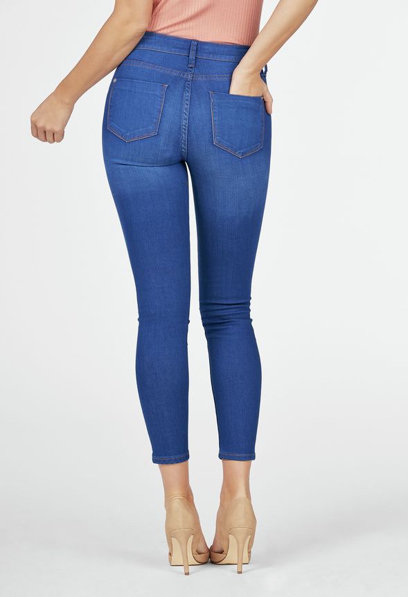 High Waisted Ankle Grazer Jeans in BRIGHT BLUE - Get great deals at JustFab