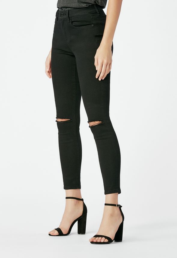 High-Waisted Ankle Grazer Jeans in Black - Get great deals at JustFab