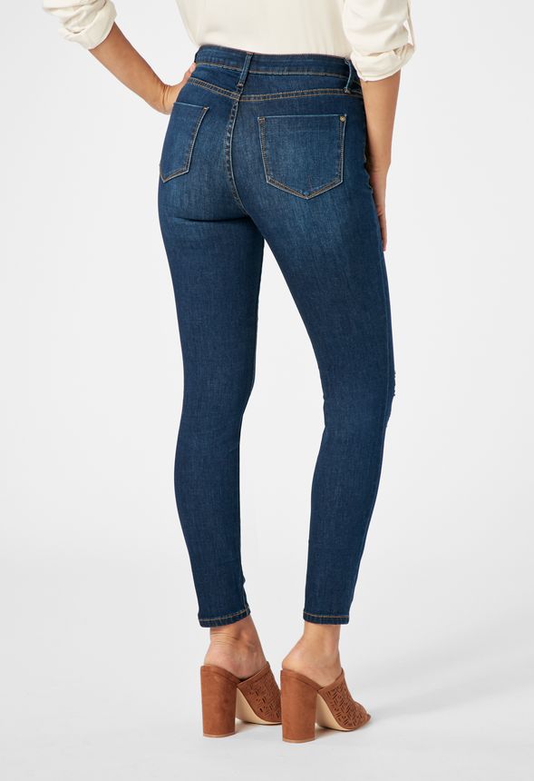 Distressed High-Waisted Skinny Jeans in Distressed High-Waisted Skinny ...