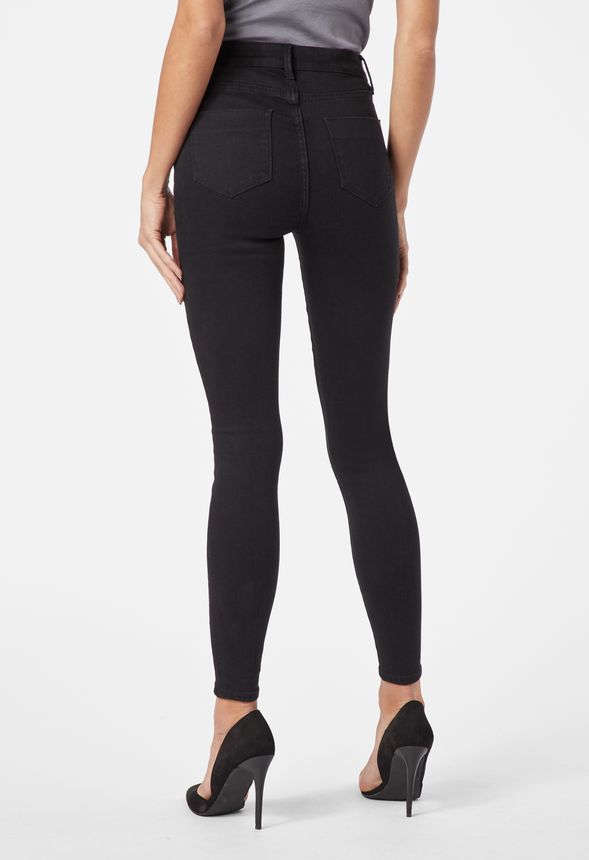 High-Waisted Button Front Skinny Jeans
