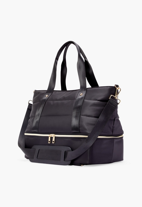 Quilted Gym Bag With Shoe Compartment Bags & Accessories in Black Get great deals at JustFab