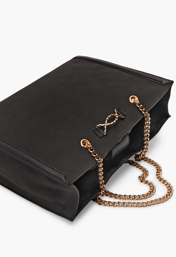 Chain Strap Tote With Twisted Hardware