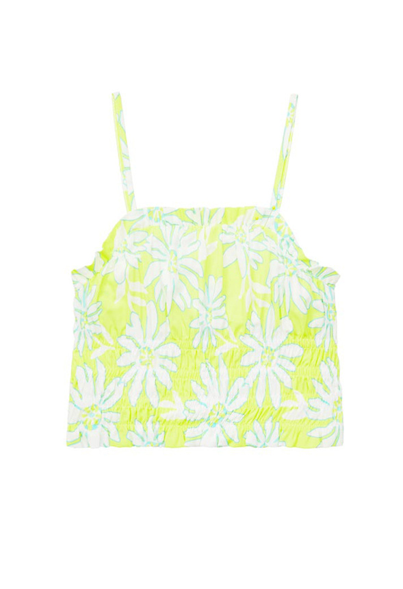 Neon Daisy Smocked Tank Kids in LIME GREEN - Get great deals at JustFab