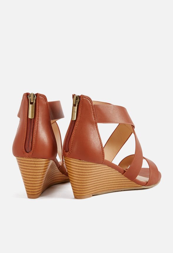 Eden Mid Heel Wedge in Cognac Get great deals at JustFab