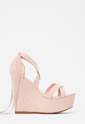 Dahlia Lace-Up Wedge in Blush - Get 