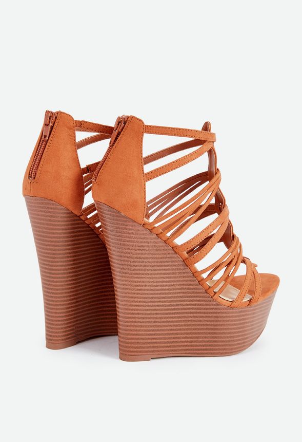 Summer Party Caged Wedge in Cognac - Get great deals at JustFab