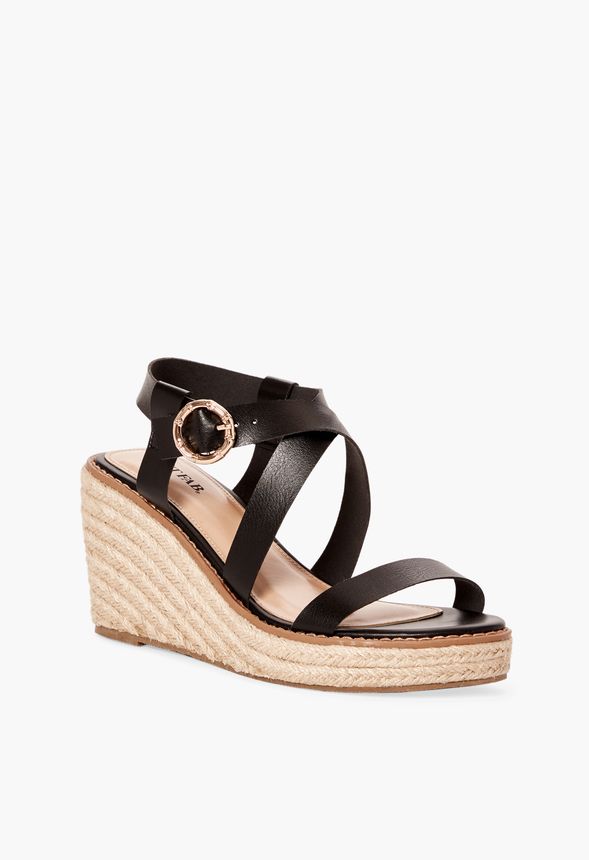 Party Side Espadrille Wedge in Black - Get great deals at JustFab