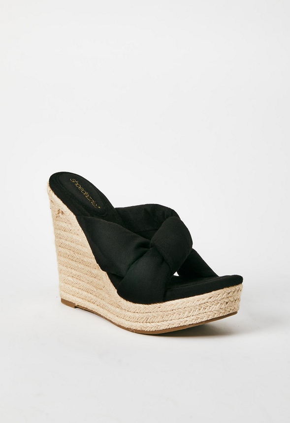 Alina Wedge Sandal in BLACK CAVIAR - Get great deals at JustFab