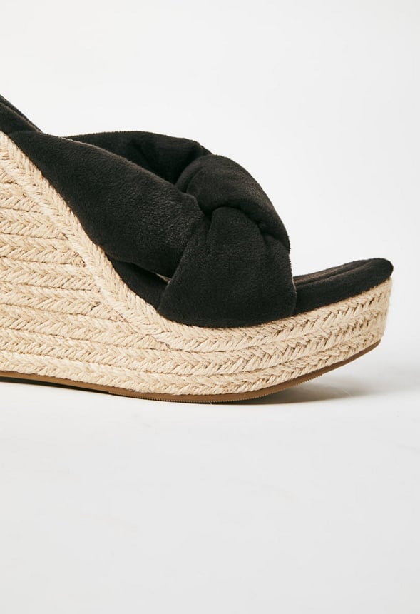 Alina Wedge Sandal in BLACK CAVIAR - Get great deals at JustFab