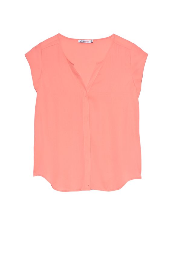 Cap Sleeve Button Down in GRAPEFRUIT - Get great deals at JustFab