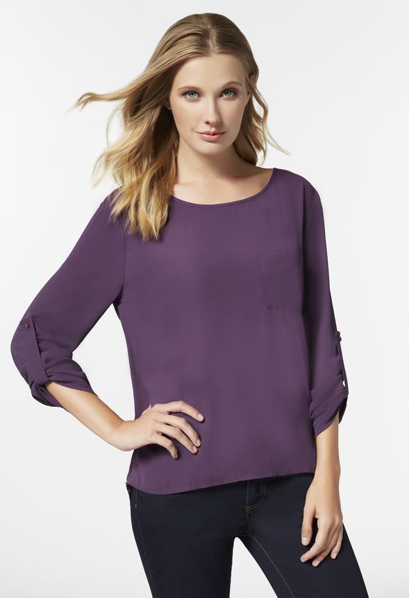 Drapey Back Top in Plum - Get great deals at JustFab