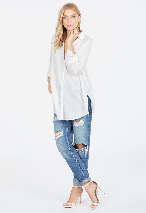Tunic Shirt in White - Get great deals at JustFab