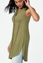 Button Down Tunic in Olive - Get great deals at JustFab
