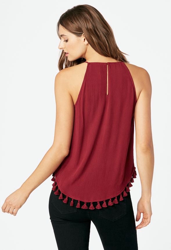 Sleeveless Embroidered Top in Red Velvet - Get great deals at JustFab