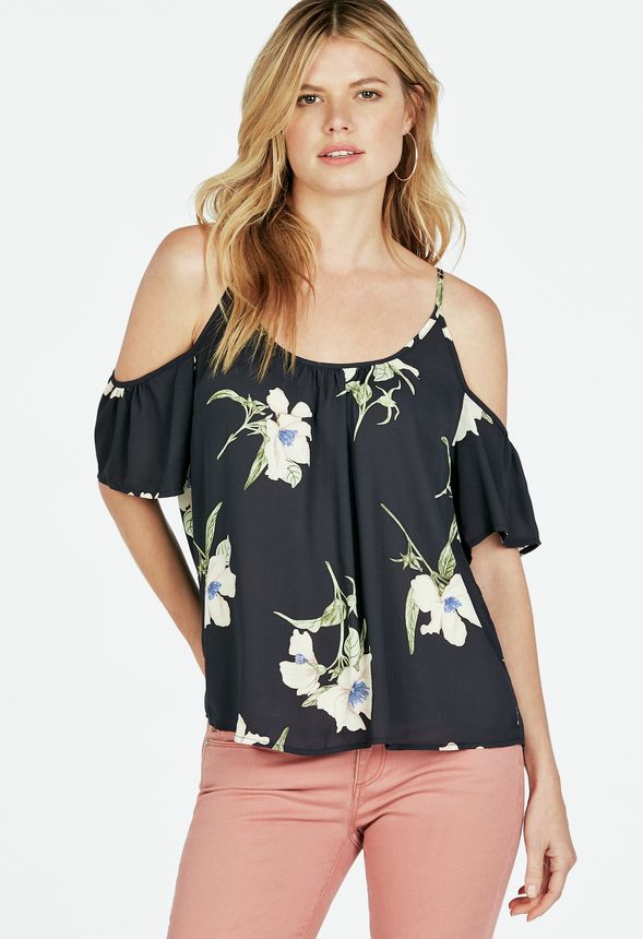Floral Tie Back Blouse in Blue Multi - Get great deals at JustFab