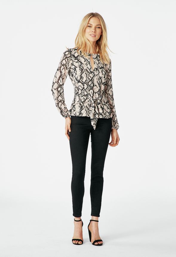 Tie Front Blouse in Pink Multi - Get great deals at JustFab