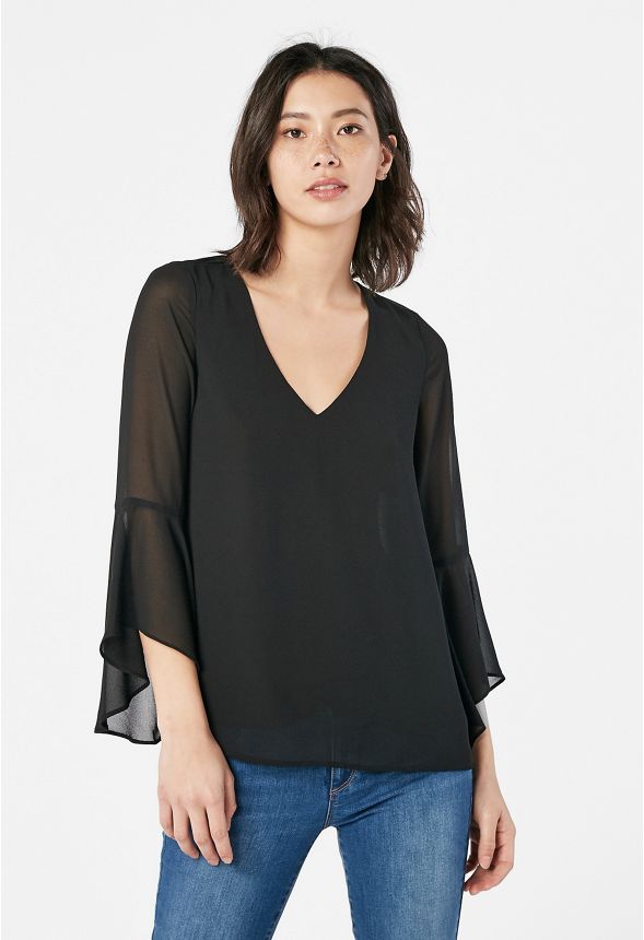 bell sleeve top black