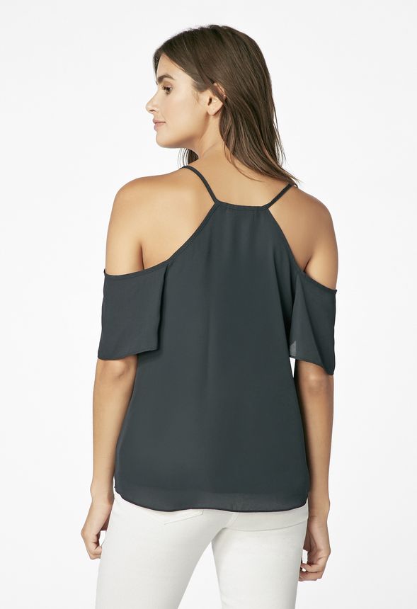 Halter Neck Cold Shoulder Top in Halter Neck Cold Shoulder Top - Get ...