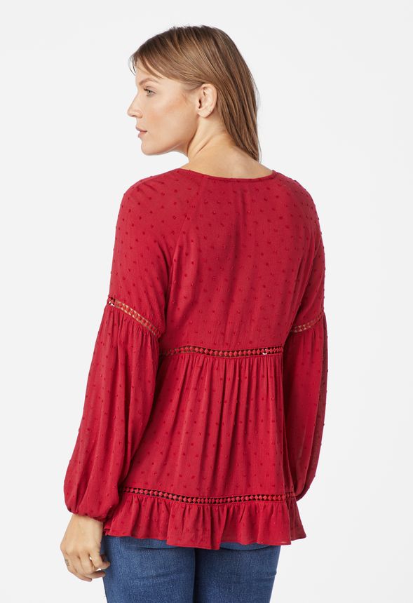 red peasant shirt