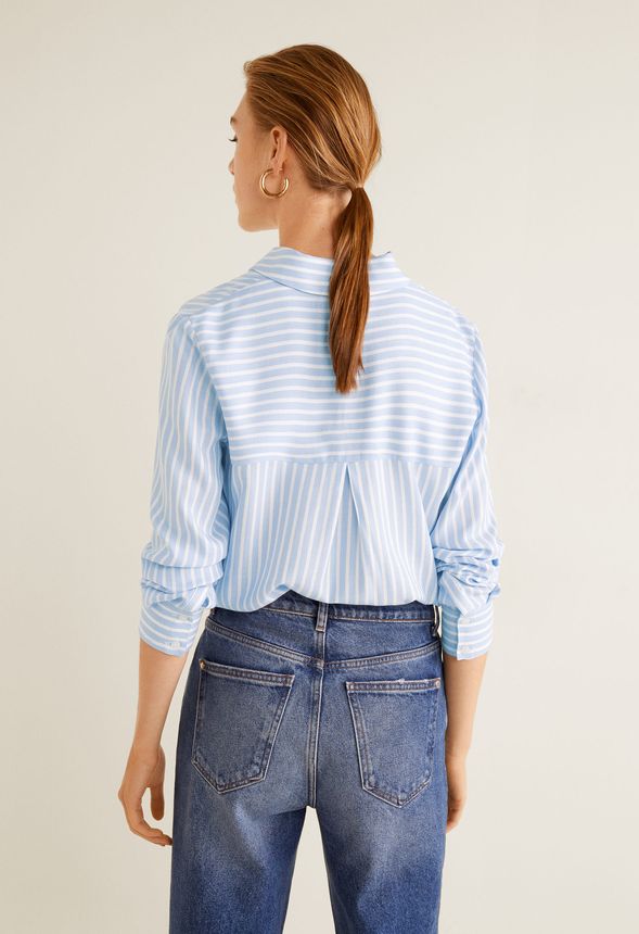 Double Pocket Button Printed Down in Blue - Get great deals at JustFab