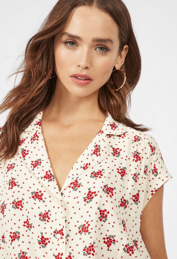Sleeveless Button Down Shirt in Red - Get great deals at JustFab