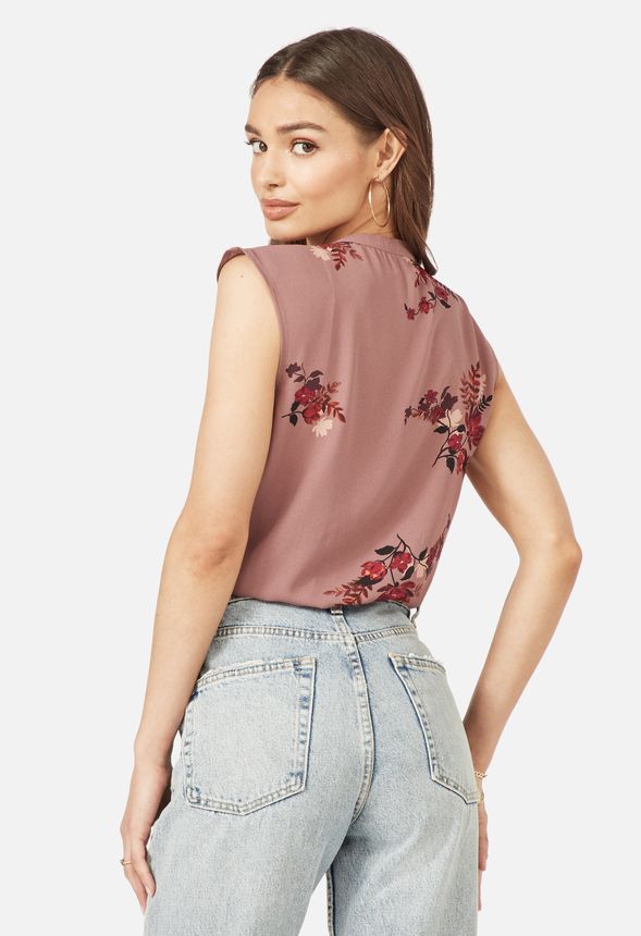 Henley Sleeveless Blouse in MESA ROSE MULTI - Get great deals at JustFab