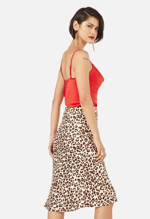 red satin cowl neck top