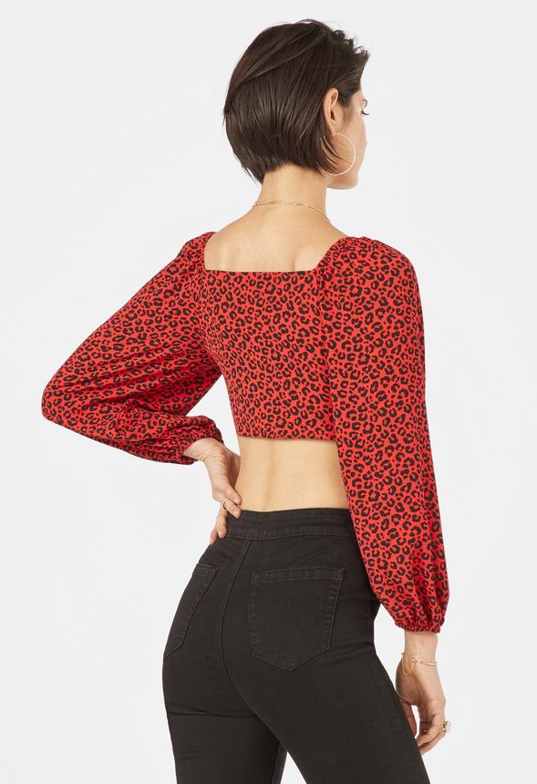 red leopard print crop top