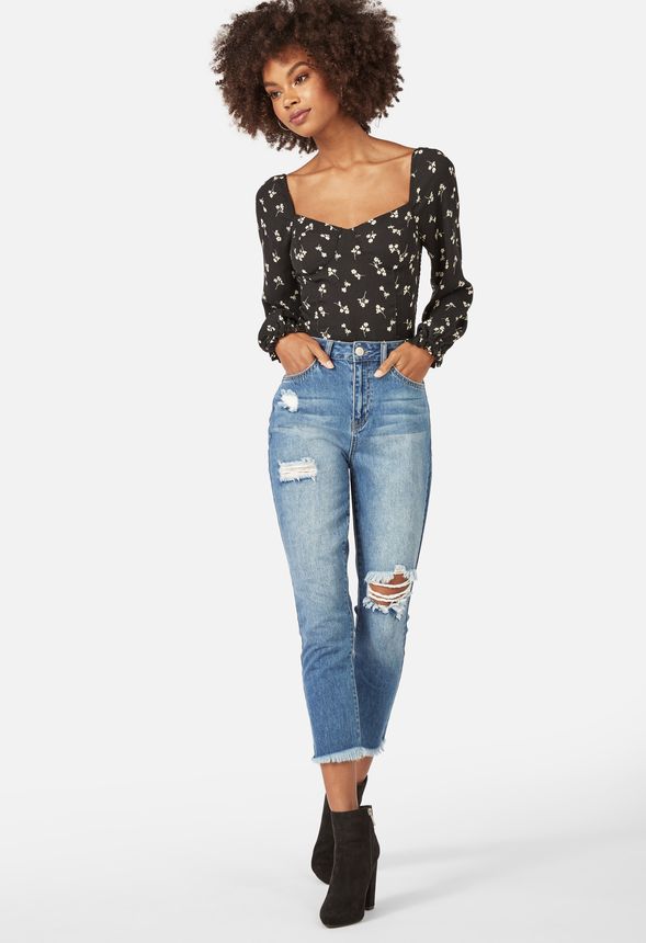 Ditsy Floral Top in Black Multi - Get great deals at JustFab