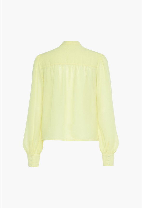 Bow Tie Blouse Clothing in LIGHT YELLOW - Get great deals at JustFab