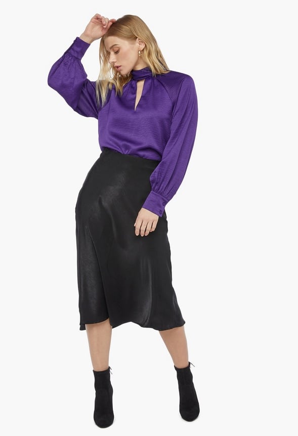 Knotted Collar Satin Blouse