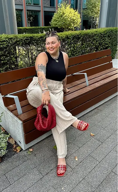 Outfit of the day featuring strappy heels